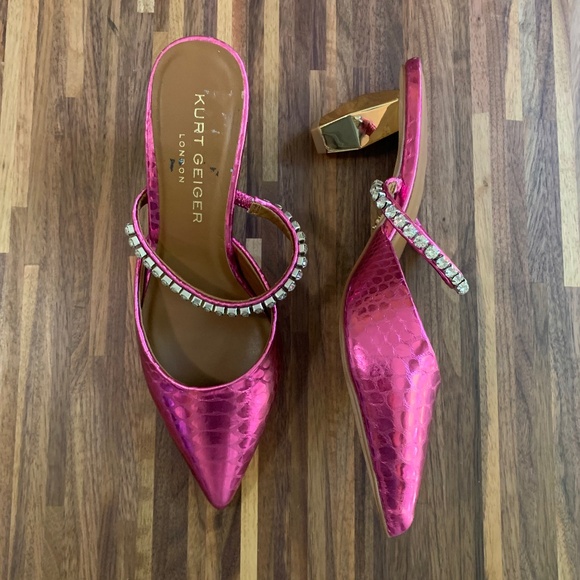 Kurt Geiger Pink Metallic Heels - Picture 2 of 14